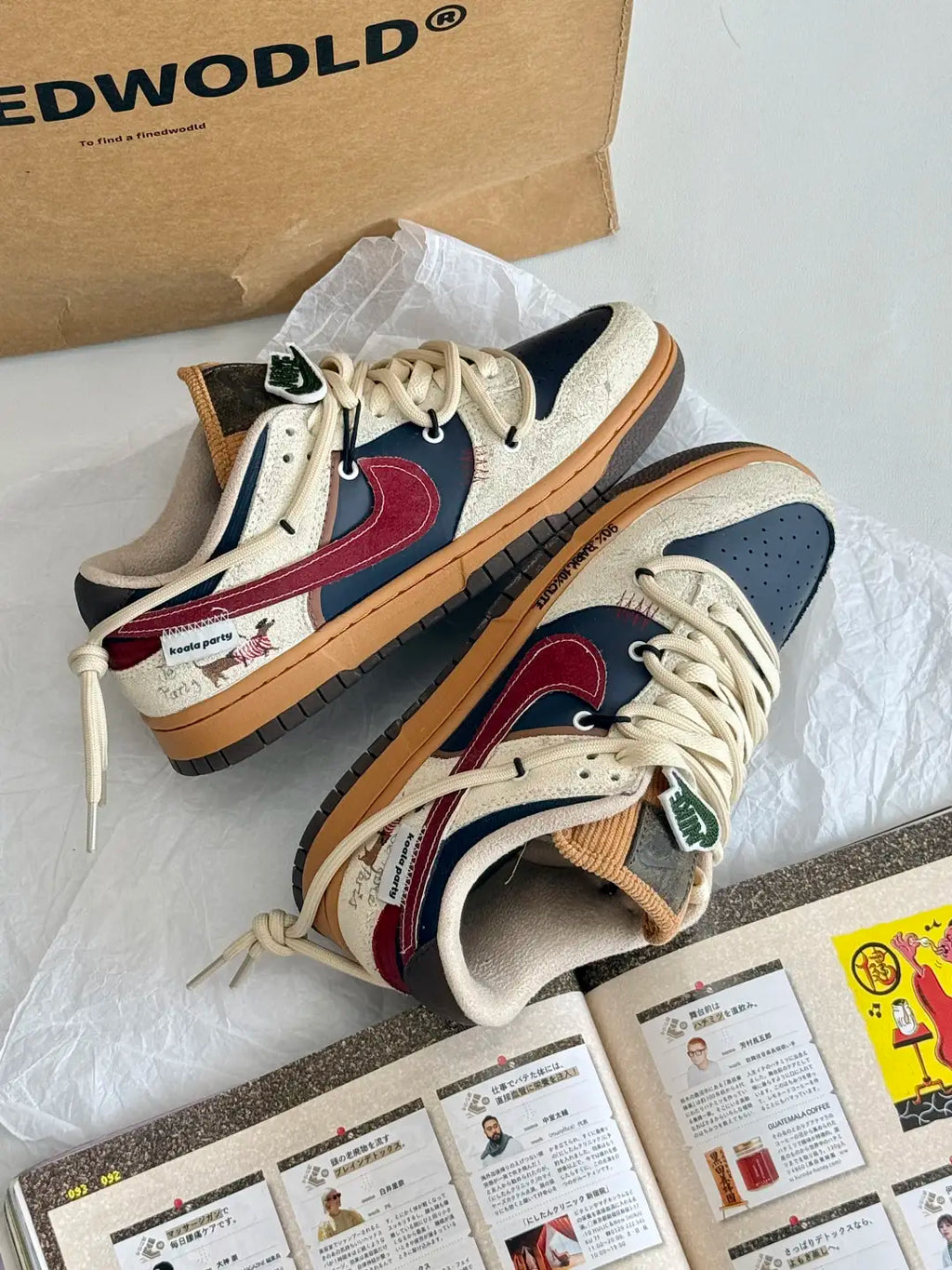 [Custom Leisure Time] Dunk Skateboarding Shoes Unisex Brown/Beige/Red