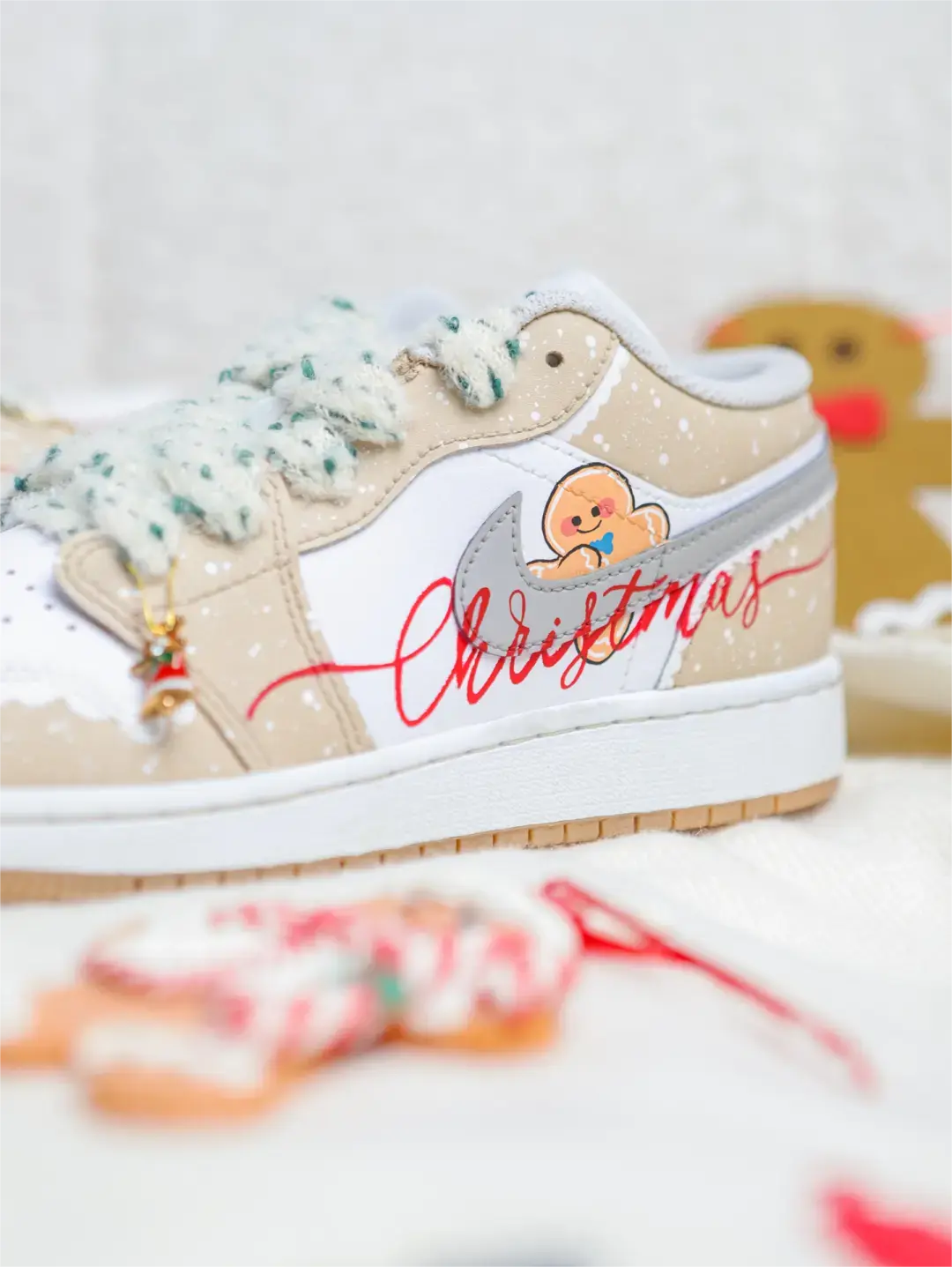 [Custom Christmas Gingerbread Man] Dunk Skateboarding Shoes Women's Low-top