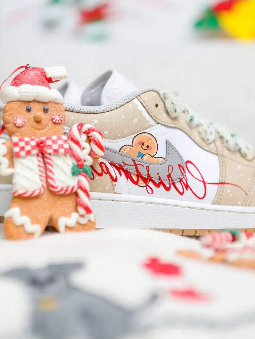 [Custom Christmas Gingerbread Man] Dunk Skateboarding Shoes Women's Low-top