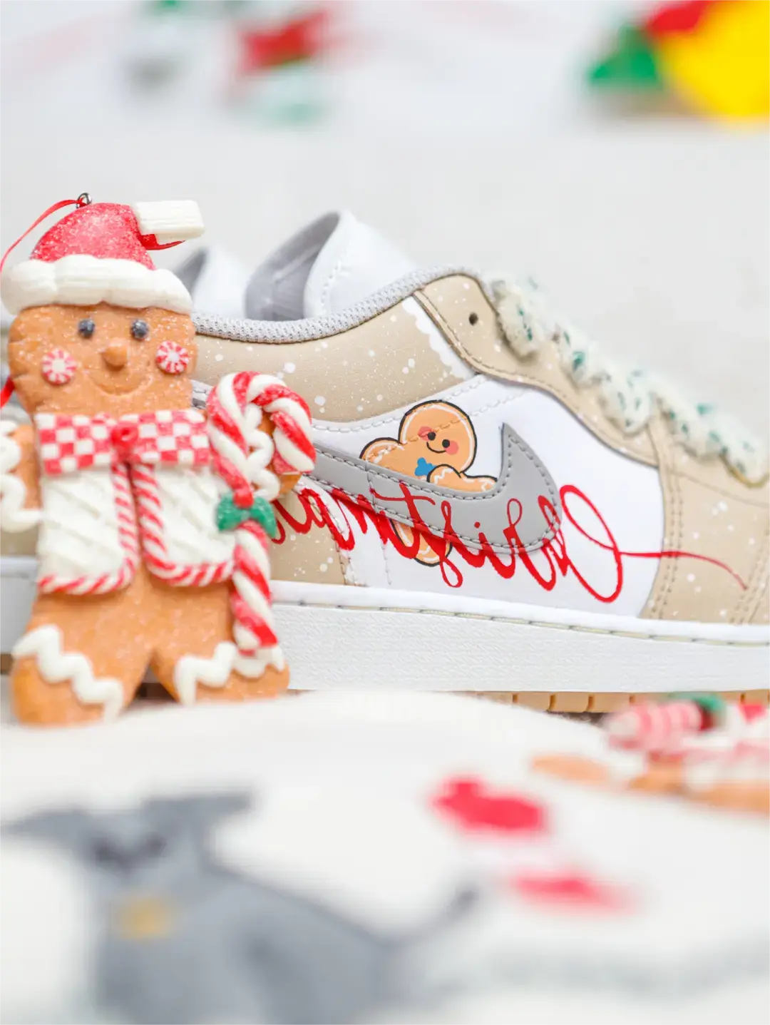 [Custom Christmas Gingerbread Man] Dunk Skateboarding Shoes Women's Low-top