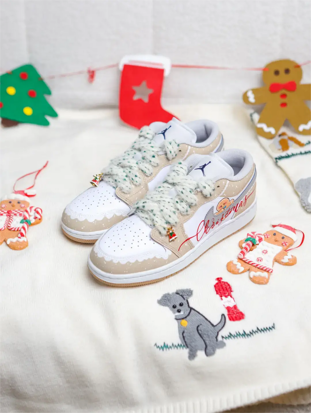 [Custom Christmas Gingerbread Man] Dunk Skateboarding Shoes Women's Low-top