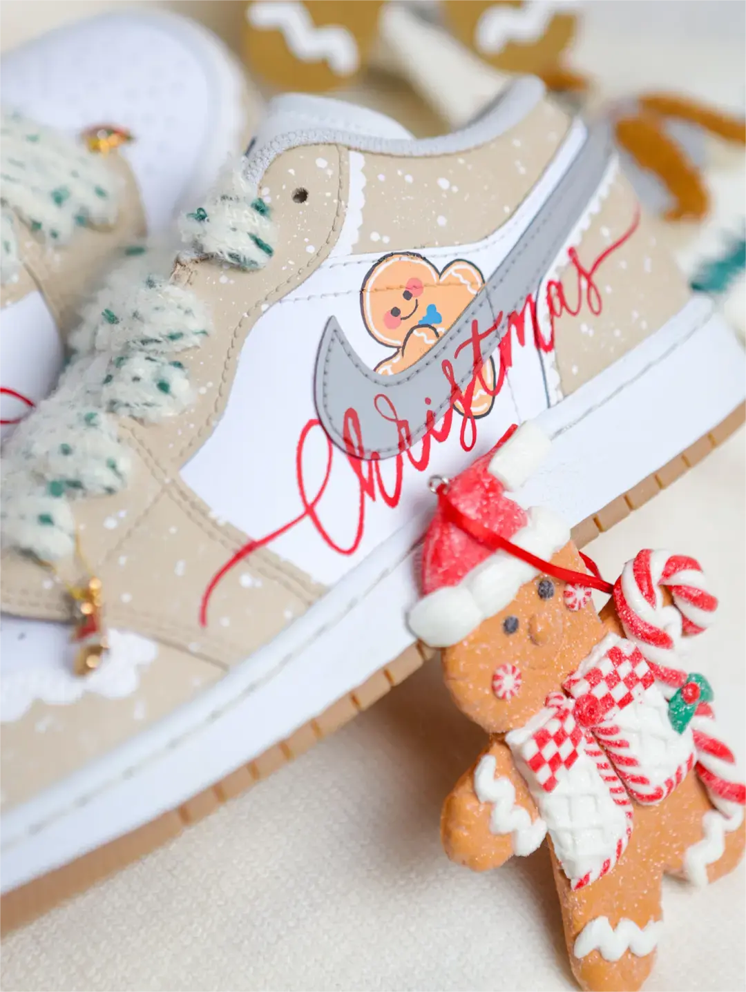 [Custom Christmas Gingerbread Man] Dunk Skateboarding Shoes Women's Low-top