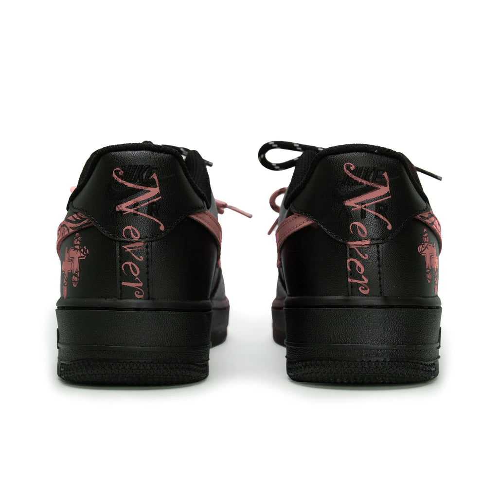 [Custom Graffiti Hand-Painted Floral Pattern Black Tiffany] Air Force 1 Skateboarding Shoes Unisex