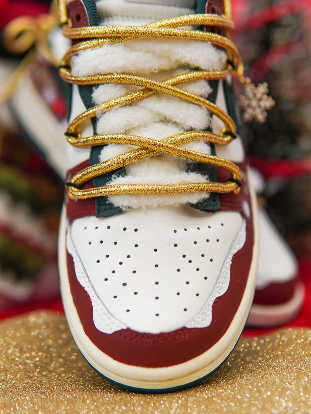 [Custom Celestial Sleigh] Dunk Skateboarding Shoes Unisex Low-top Green/Red