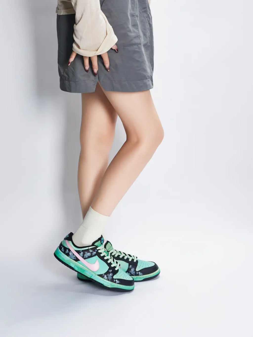 [Custom Female Ghost]  Dunk Skateboarding Shoes Women's Low-top Black/pink