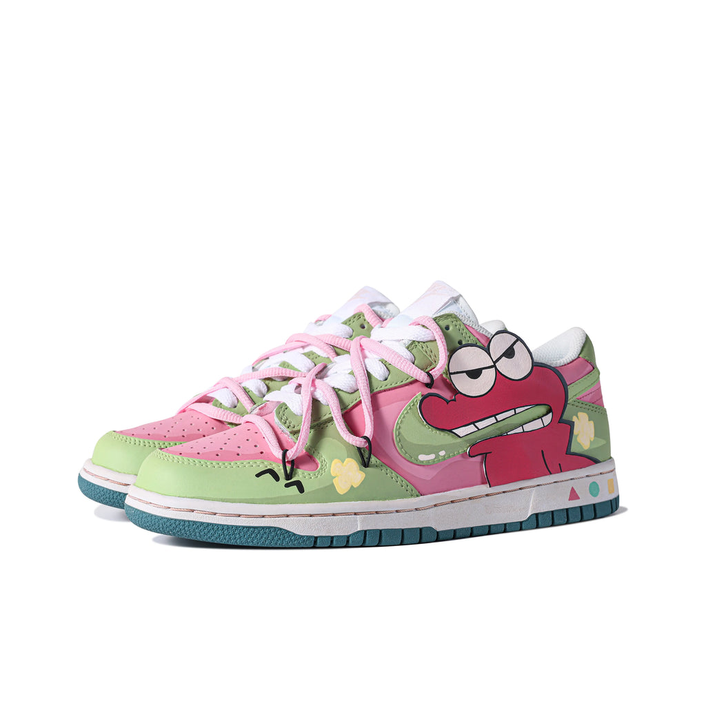 [Custom Alligator Cookies] Dunk Low Skateboarding Shoes Unisex Green/Pink