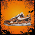 [Customized Damaged Space] Air Force 1 Low-top Shoes Unisex Black/Orange