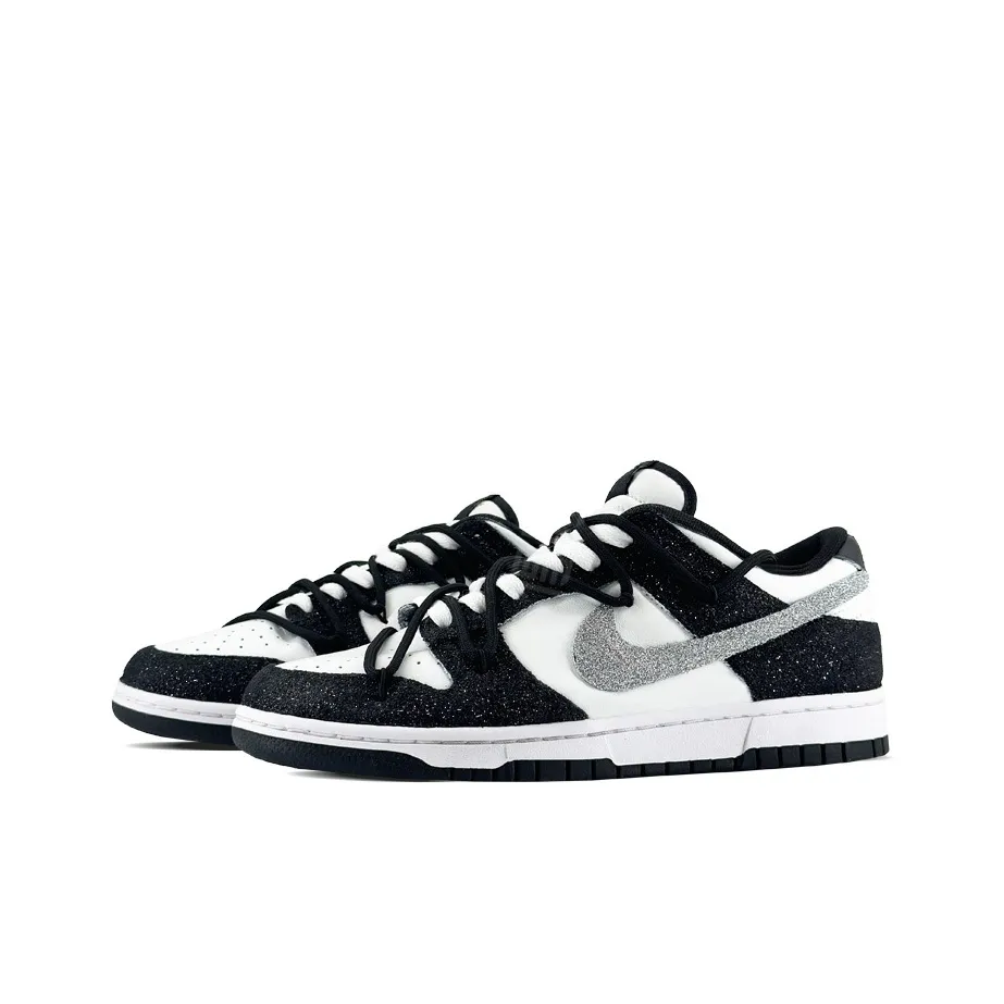 [Customized Full Sky Stars, Full Diamonds] Dun Low-top Shoes Unisex Blcak With Diamond Decoration