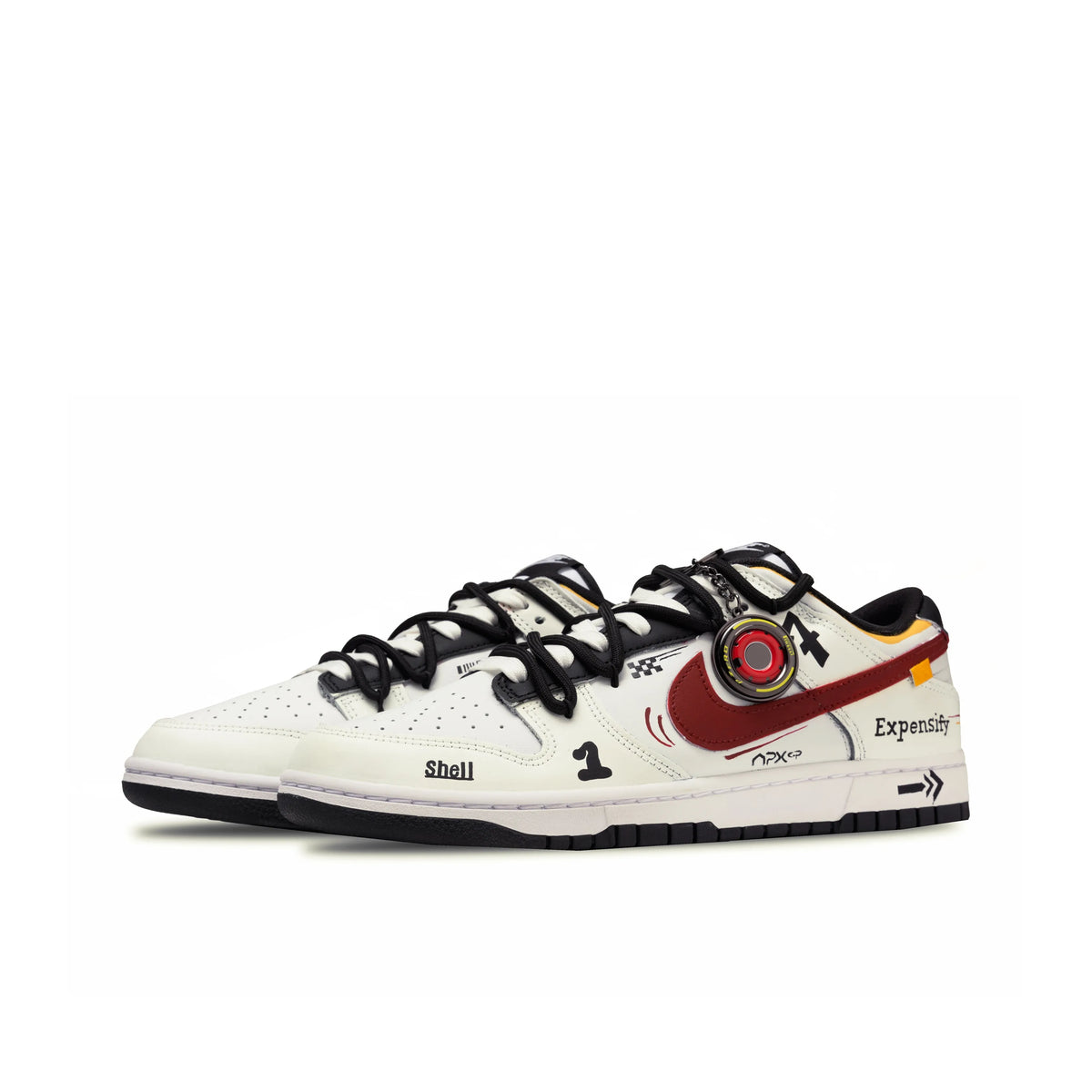 [Custom - Grid 1976] Dunk Skateboarding Shoes Unisex White/Red