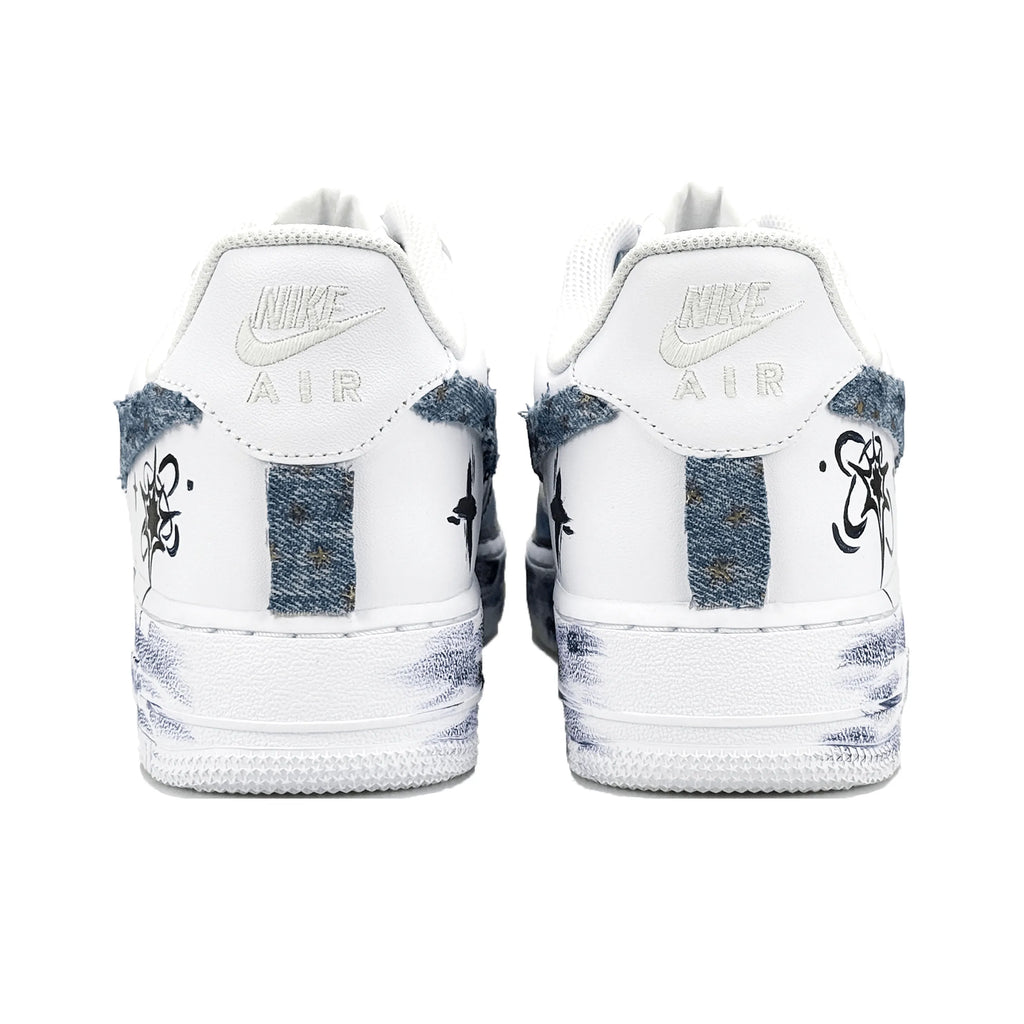 [Custom Deep-Sea Star] Air Force 1 Skateboarding Shoes Unisex Denim Style