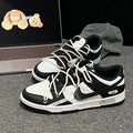 [Custom Crack]  Dunk Skateboarding Shoes Unisex Low-top Black/white/pink