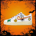 [Custom Men's graffiti logo deconstructed shoelaces]  Air Force 1 Skateboarding Shoes Men Low-top White