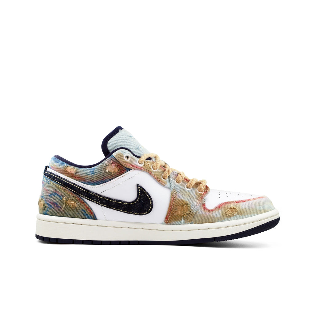 [Custom Doomsday Battleground] Air Jordan Low - Top Skateboarding Shoes Unisex Faded Color Denim Style