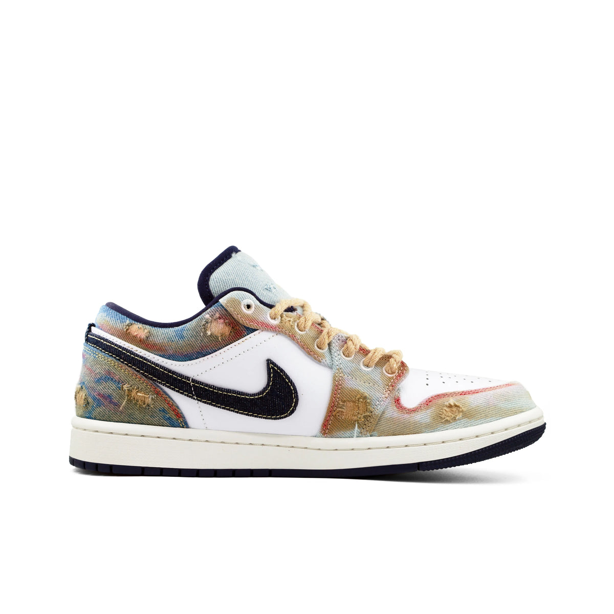 [Custom Doomsday Battleground] Air Jordan Low - Top Skateboarding Shoes Unisex Faded Color Denim Style