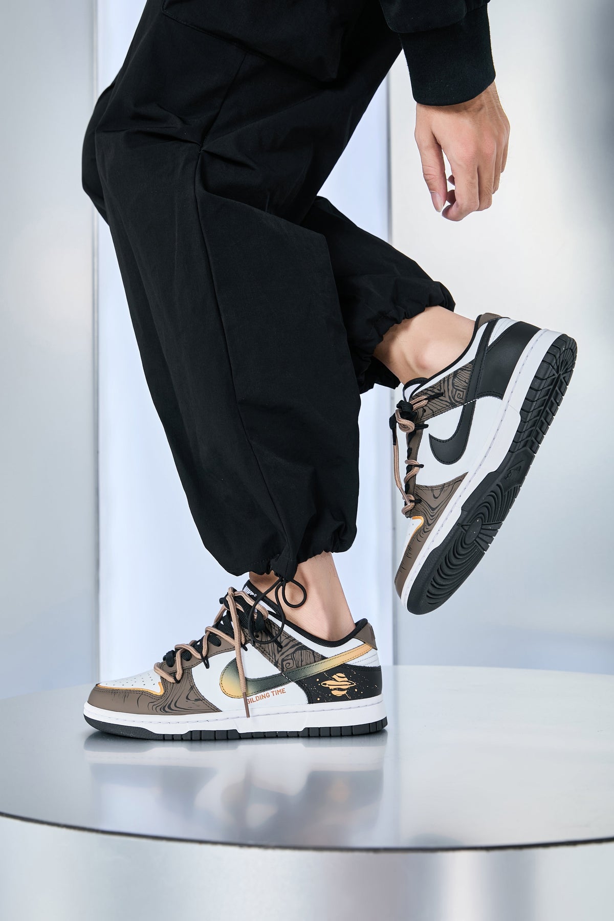 [Custom Golden Years] Dunk Skateboarding Shoes Unisex Low-top Brown/Black