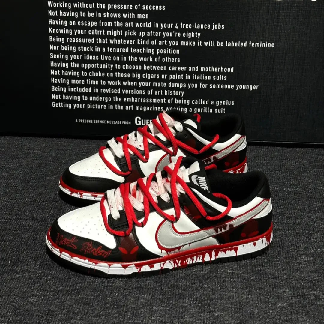 [Custom Male Shadow cult]  Dunk Skateboarding Shoes Unisex Low-top Silver/White