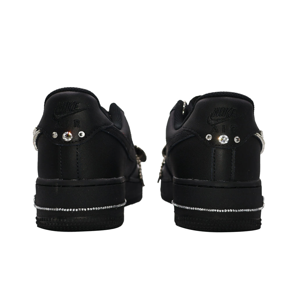 [Customized Black Diamond] Air Force 1 Low-top Shoes Unisex Blcak With Diamond Decoration
