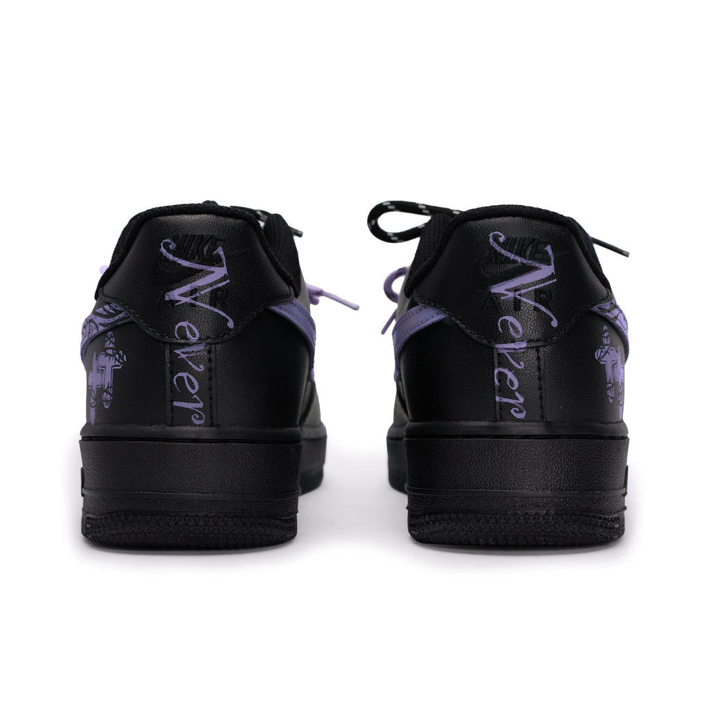 [Custom Graffiti Hand-Painted Floral Pattern Black Tiffany] Air Force 1 Skateboarding Shoes Unisex