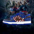 [Custom The unisex superhero Captain America]  Dunk Skateboarding Shoes Unisex Low-top Blue/Red
