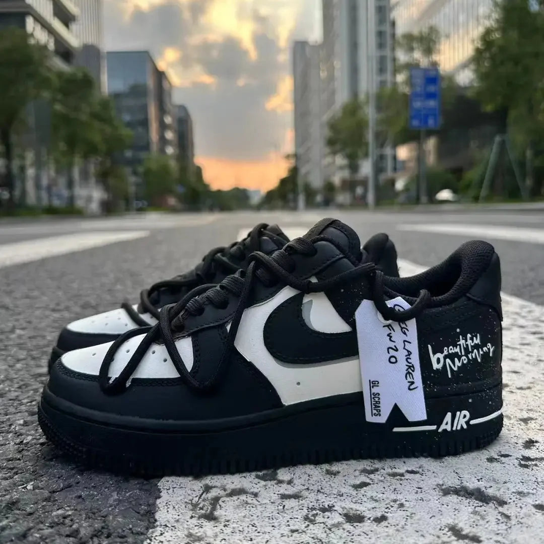 [Custom Unisex white peach bubbles]  Air Force 1 Skateboarding Shoes Unisex