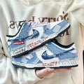 [Custom Patched Rebel] Dunk Low Skateboard Shoes Unisex Denim Style