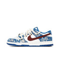 [Custom Blue Daisy, Left and Right Shoes Irregular Patterns] Dunk Low Skateboarding Shoes Unisex Denim Style