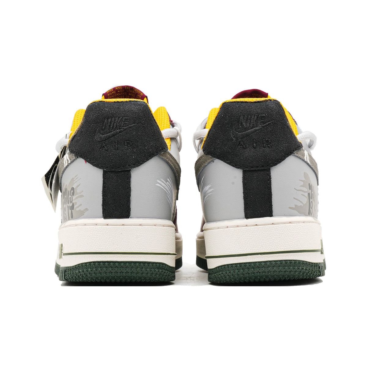 [Customized Smile Face Graffiti] Air Force 1 Shoes Unisex Red/Grey