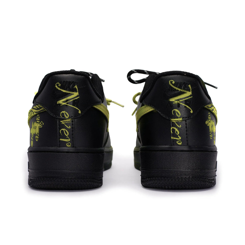 [Custom Graffiti Hand-Painted Floral Pattern Black Tiffany] Air Force 1 Skateboarding Shoes Unisex