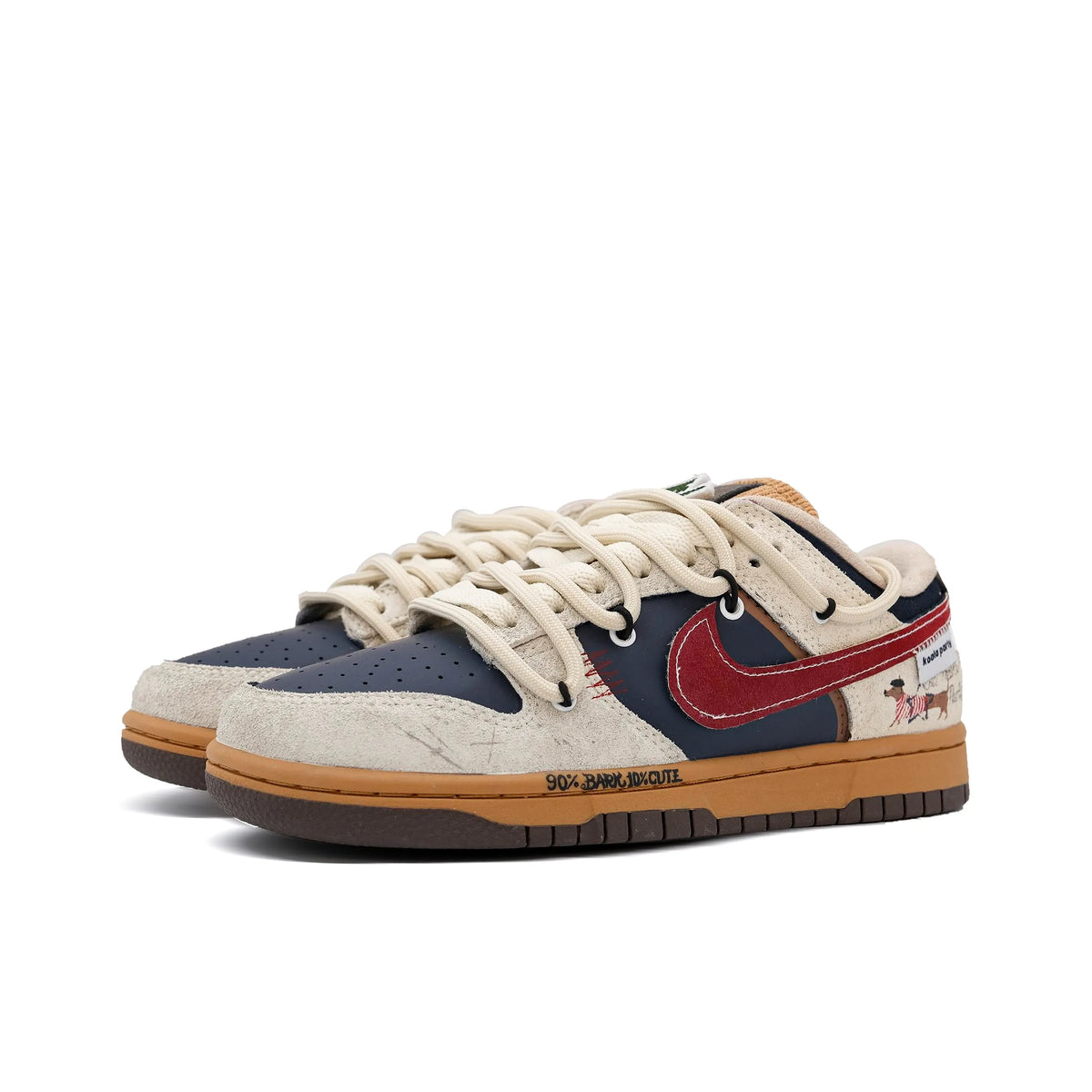 [Custom Leisure Time] Dunk Skateboarding Shoes Unisex Brown/Beige/Red