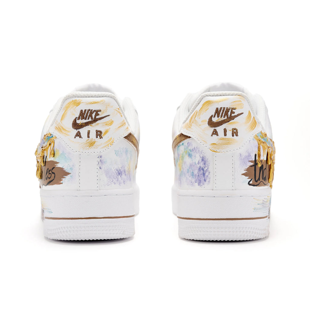 [Customized Floating Dreams, Shading, Water Lilies] Air Force 1 Shoes Unisex White/Brown