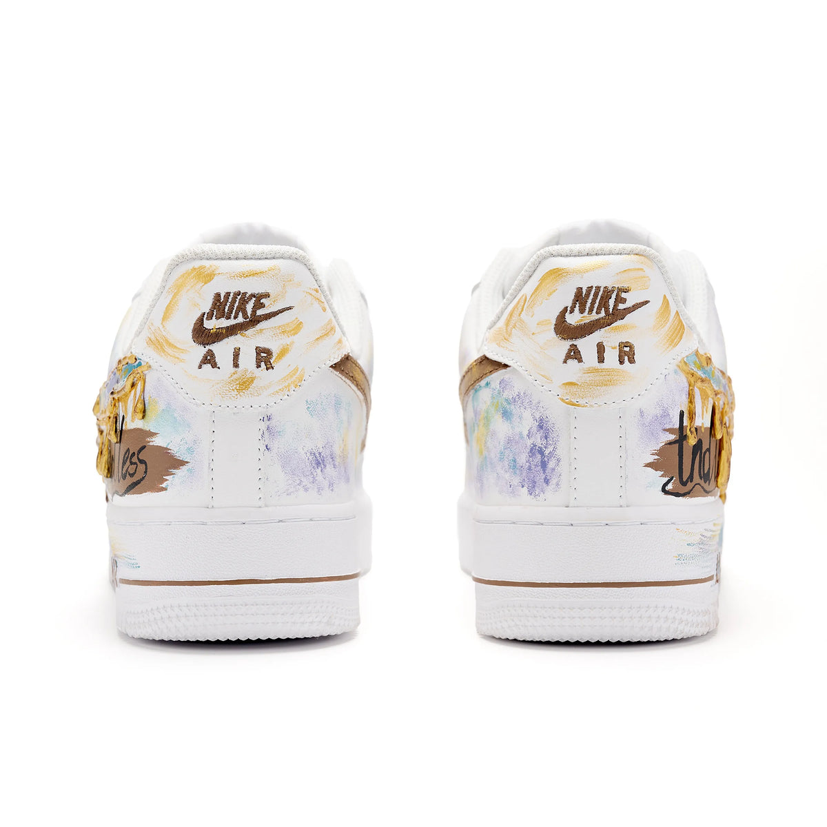 [Customized Floating Dreams, Shading, Water Lilies] Air Force 1 Shoes Unisex White/Brown
