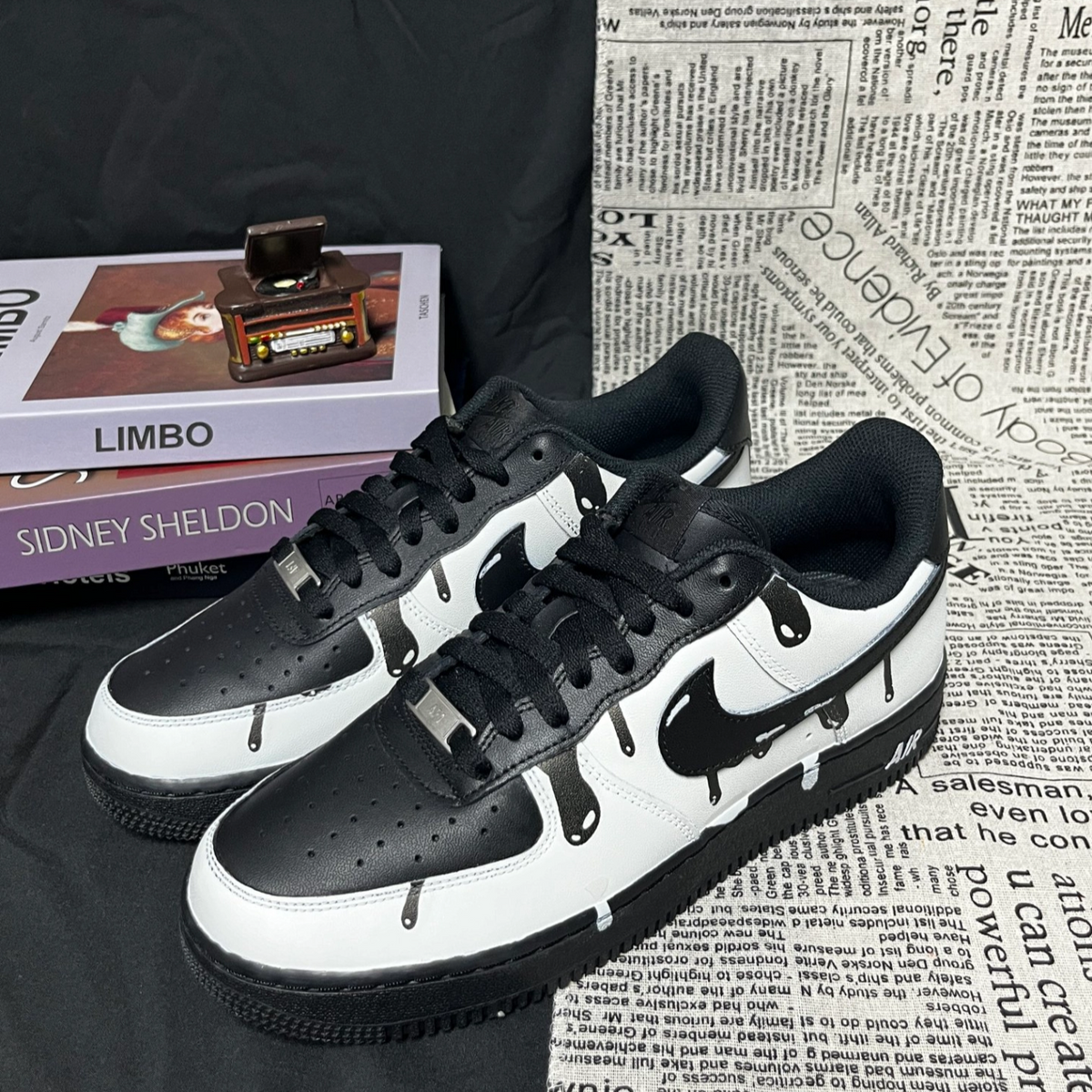 [Custom Ink-soluble]  Air Force 1 Skateboarding Shoes Unisex Low-top White