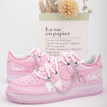 [Custom Pink Shadow Bear]  Air Force 1 Skateboarding Shoes Men Low-top White/pink