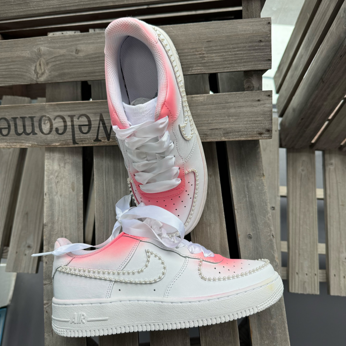 [Custom 520 Girls' Blush For Girls]  Air Force 1 Skateboarding Shoes Women's