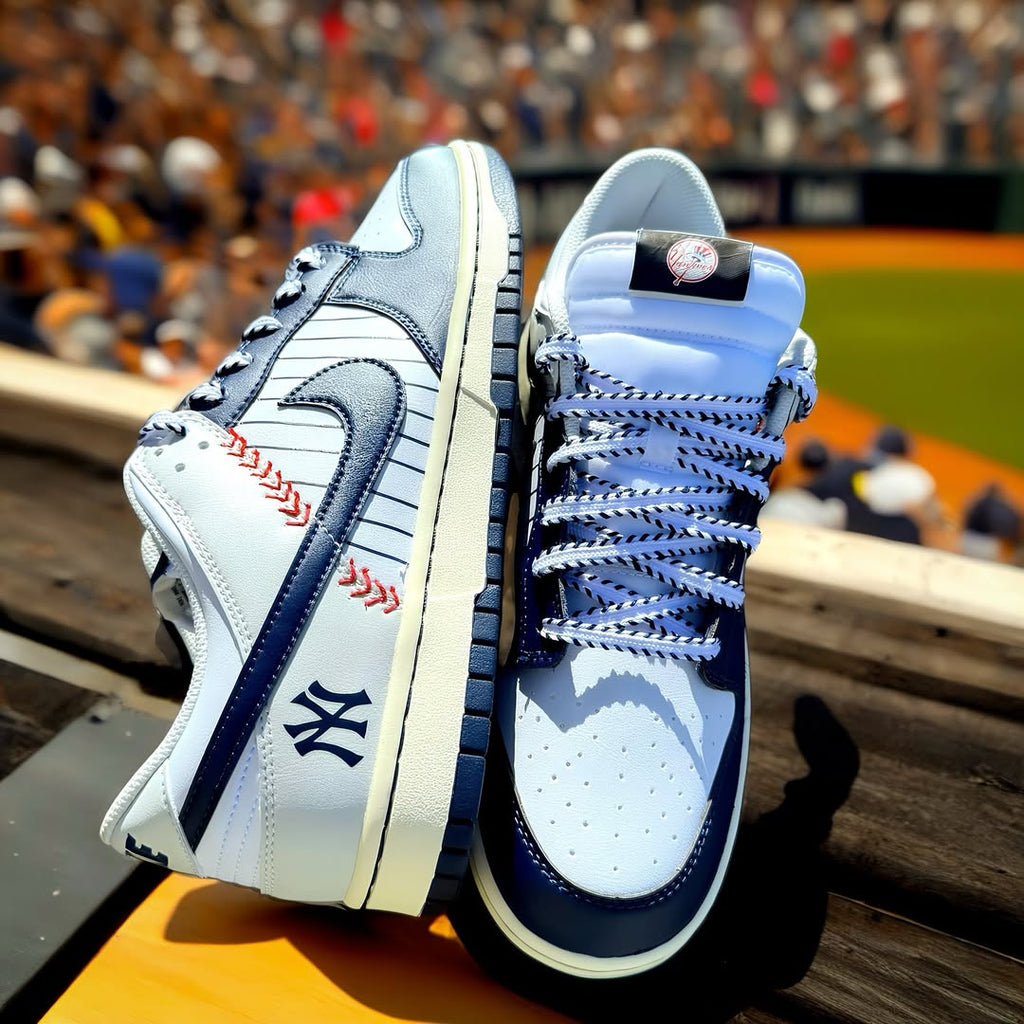 [Custom New York Yankees] Dunk Skateboarding Shoes Unisex Low-top Blue/White
