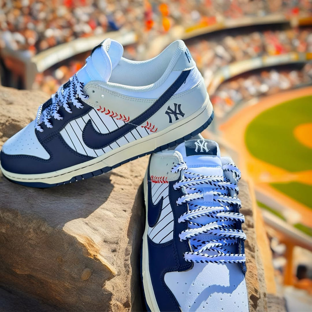 [Custom New York Yankees] Dunk Skateboarding Shoes Unisex Low-top Blue/White