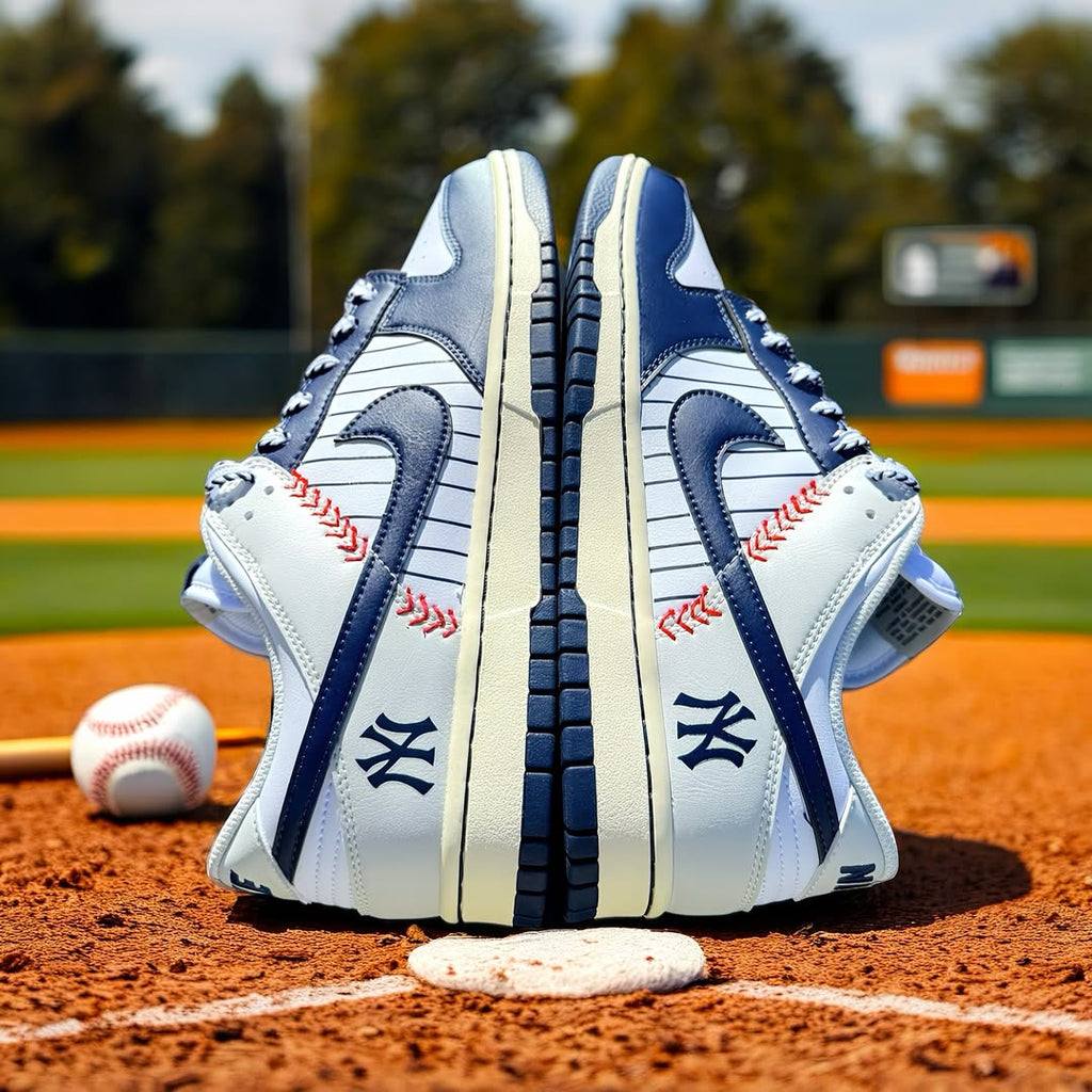[Custom New York Yankees] Dunk Skateboarding Shoes Unisex Low-top Blue/White