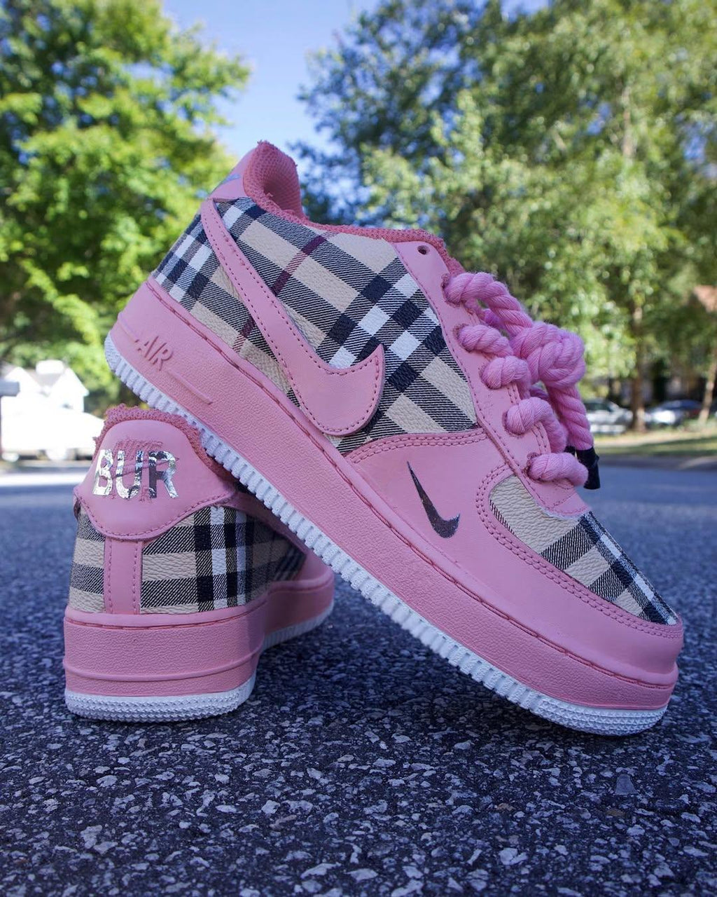 [Customized Tahitian] Air Force 1 Shoes Unisex Hand Painted Pink/White/Red/Blue