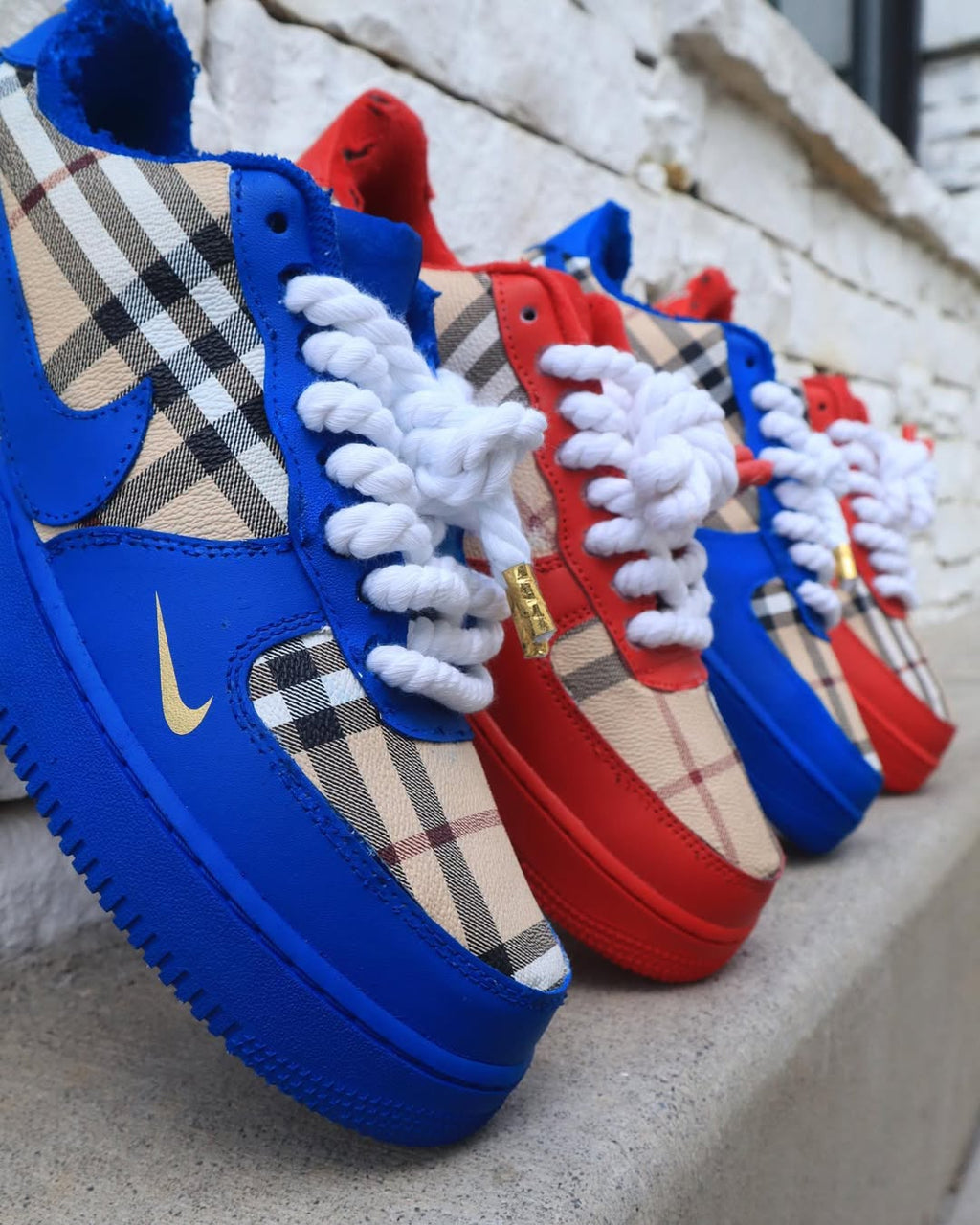[Customized Tahitian] Air Force 1 Shoes Unisex Hand Painted Pink/White/Red/Blue
