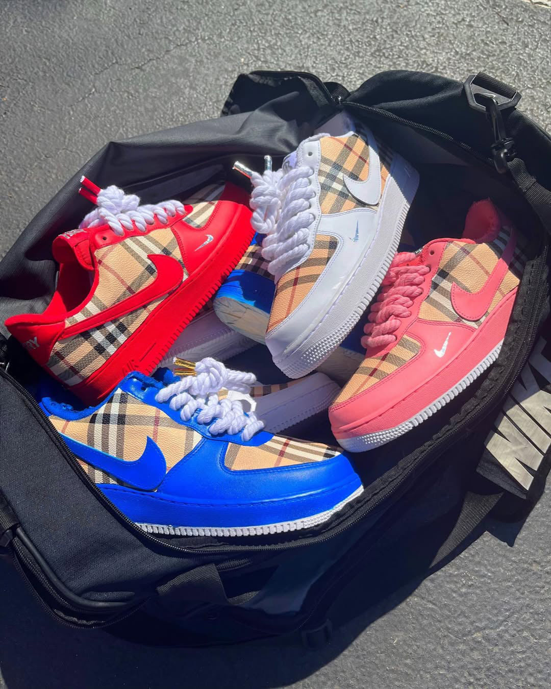 [Customized Tahitian] Air Force 1 Shoes Unisex Hand Painted Pink/White/Red/Blue