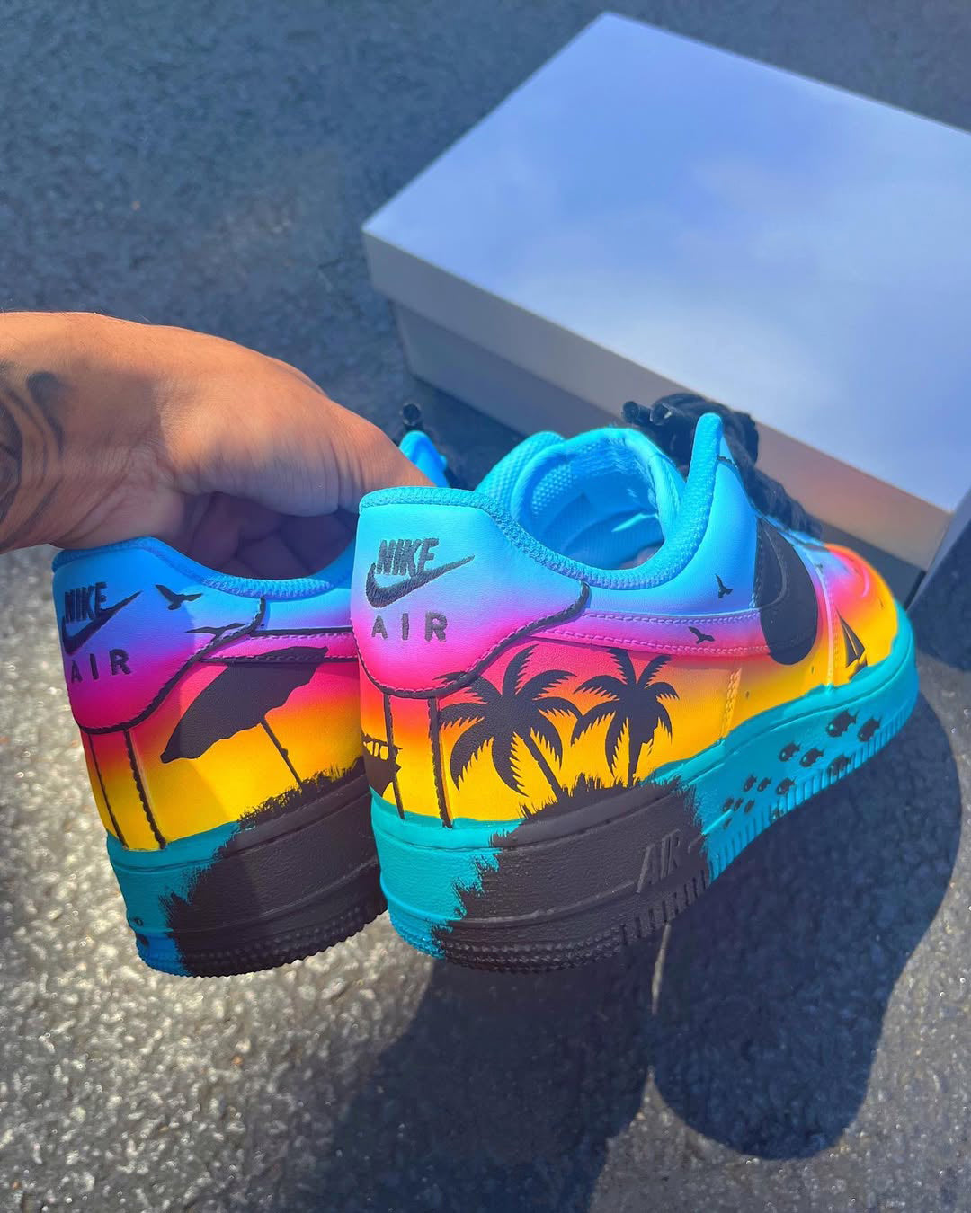 [Customized Coast] Air Force 1 Low-Top Shoes Unisex Gradient Color Hand-Painted