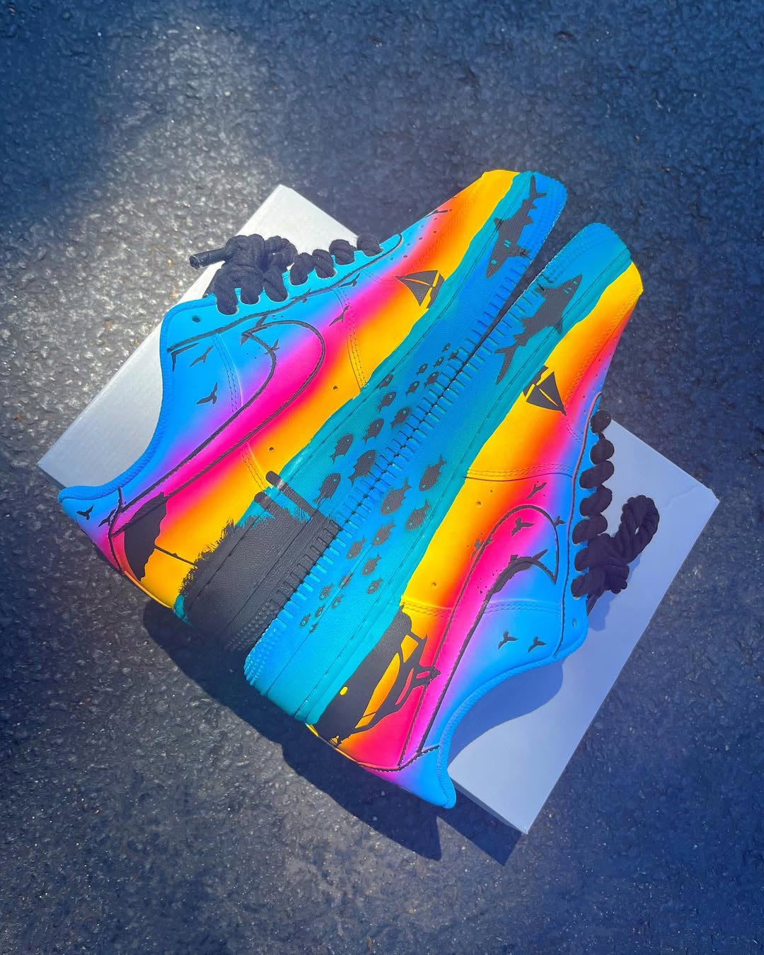 [Customized Coast] Air Force 1 Low-Top Shoes Unisex Gradient Color Hand-Painted