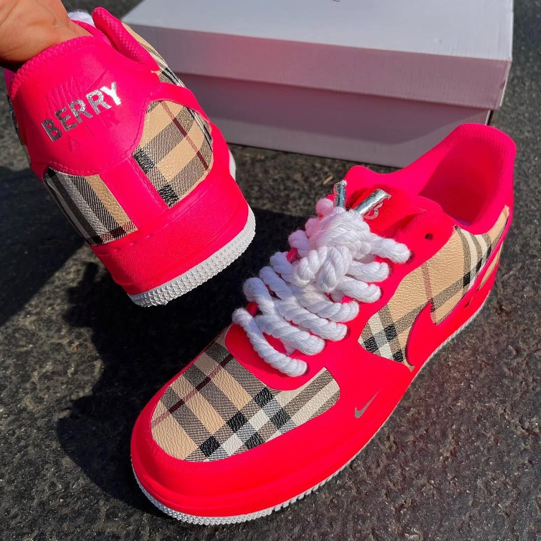 [Customized Tahitian] Air Force 1 Shoes Unisex Hand Painted Pink/White/Red/Blue