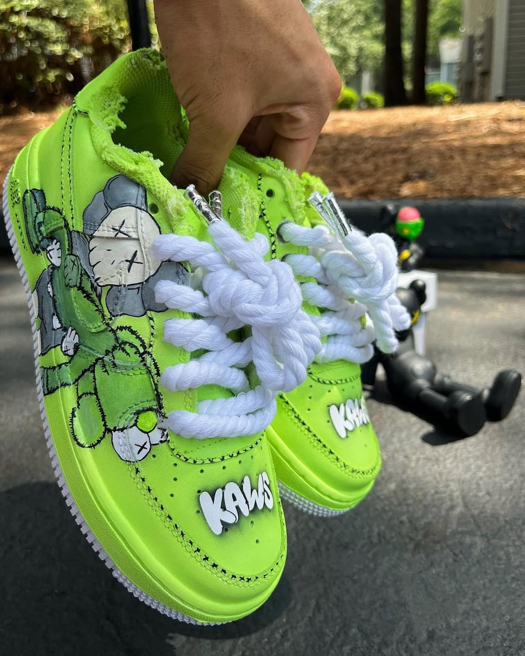 [Customized AF1×KAWS] Air Force 1 Graffiti Distressed Shoes Unisex Cyan/Red/Purple/Pink/Green