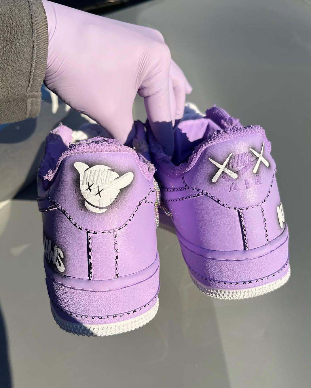 [Customized AF1×KAWS] Air Force 1 Graffiti Distressed Shoes Unisex Cyan/Red/Purple/Pink/Green
