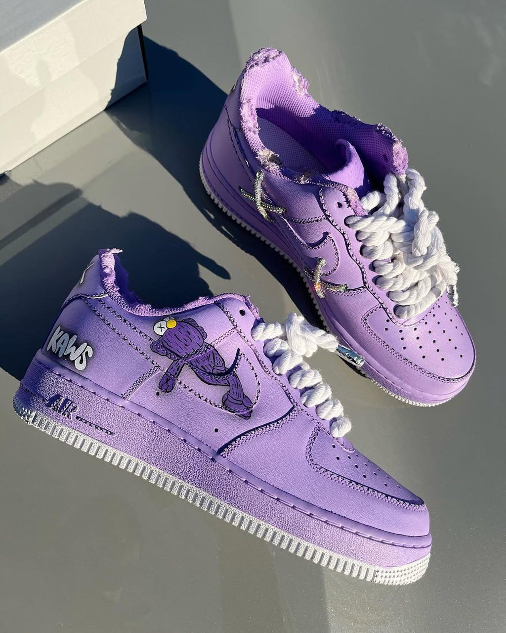 [Customized AF1×KAWS] Air Force 1 Graffiti Distressed Shoes Unisex Cyan/Red/Purple/Pink/Green