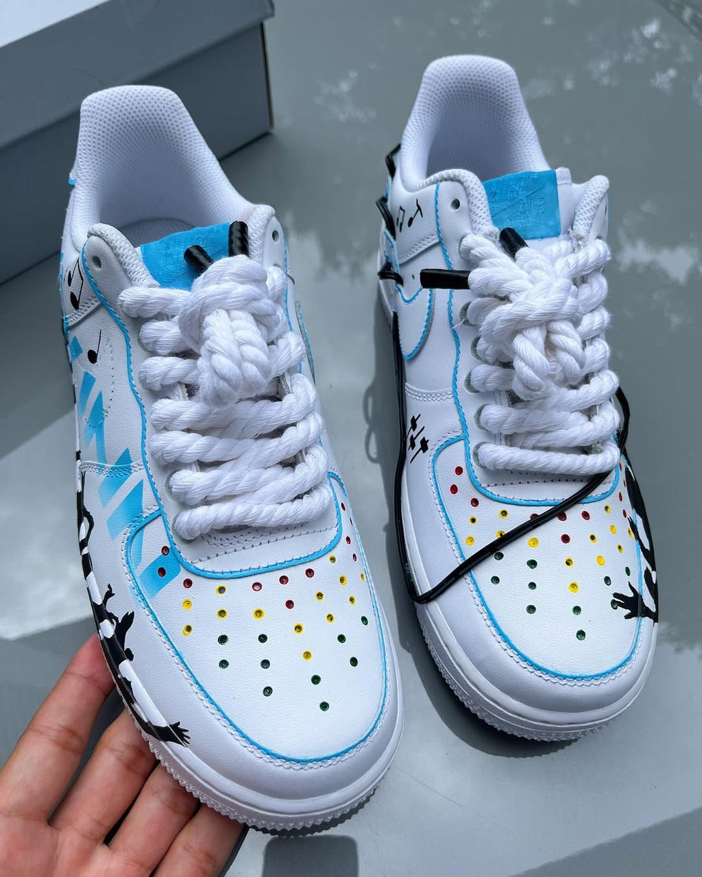 [Customized Music Station] Air Force 1 Shoes Unisex Hand Painted  White