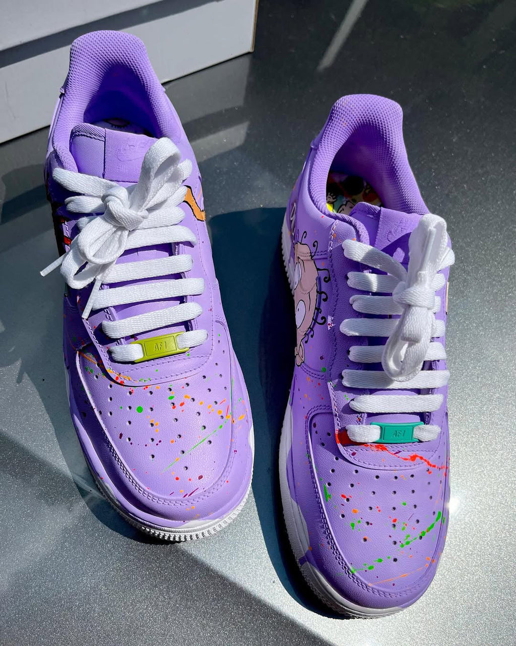 [Customized Rugrats - Chucky & Tommy] Air Force 1 Shoes Unisex Hand Painted Purple