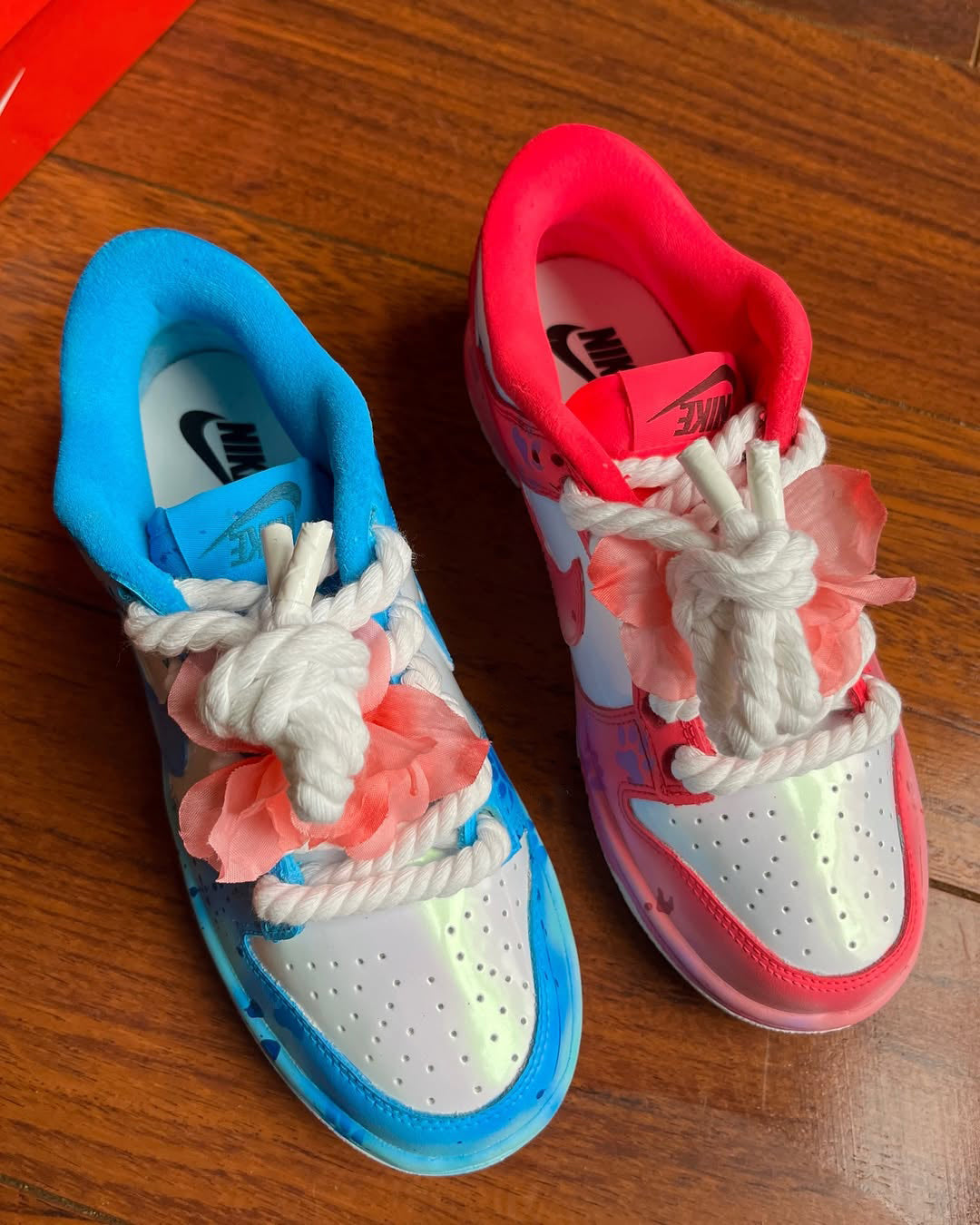 [Customized Stitch & Angel] Air Force 1 Shoes Unisex Hand Painted Pink and Blue
