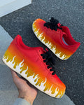 [Customized Flaming] Air Force 1 Shoes Unisex Hand Painted Red